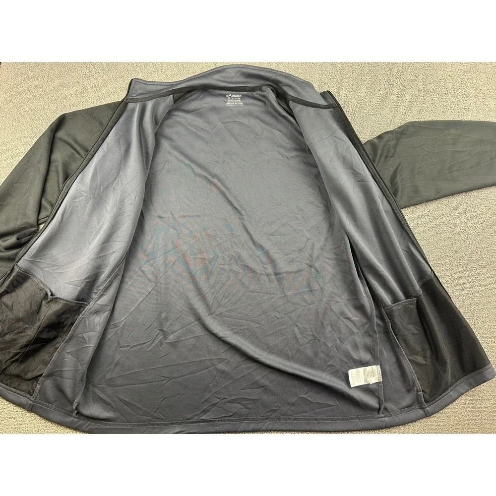Asics Full Zip Jacket Men XL Gray Black Colorblock Stand Collar Sportswear Light
